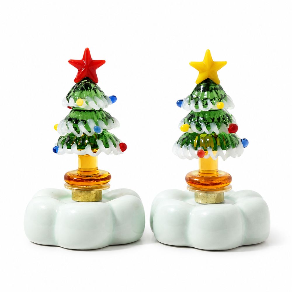 Star Tree Topper - ソリッドガラス製クリスマスツリーフィギュア スタートッパー 回転ベース クリスマスツリーオーナメント DIY組み立て式クリスマスツリー像