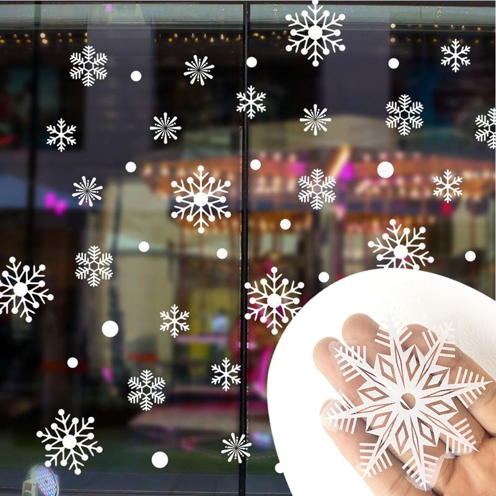 Snowflake Window Decal - 30 個の PVC クリスマス雪片ステッカー白い雪片静電壁ステッカー壁紙ガラスクリング窓デカール