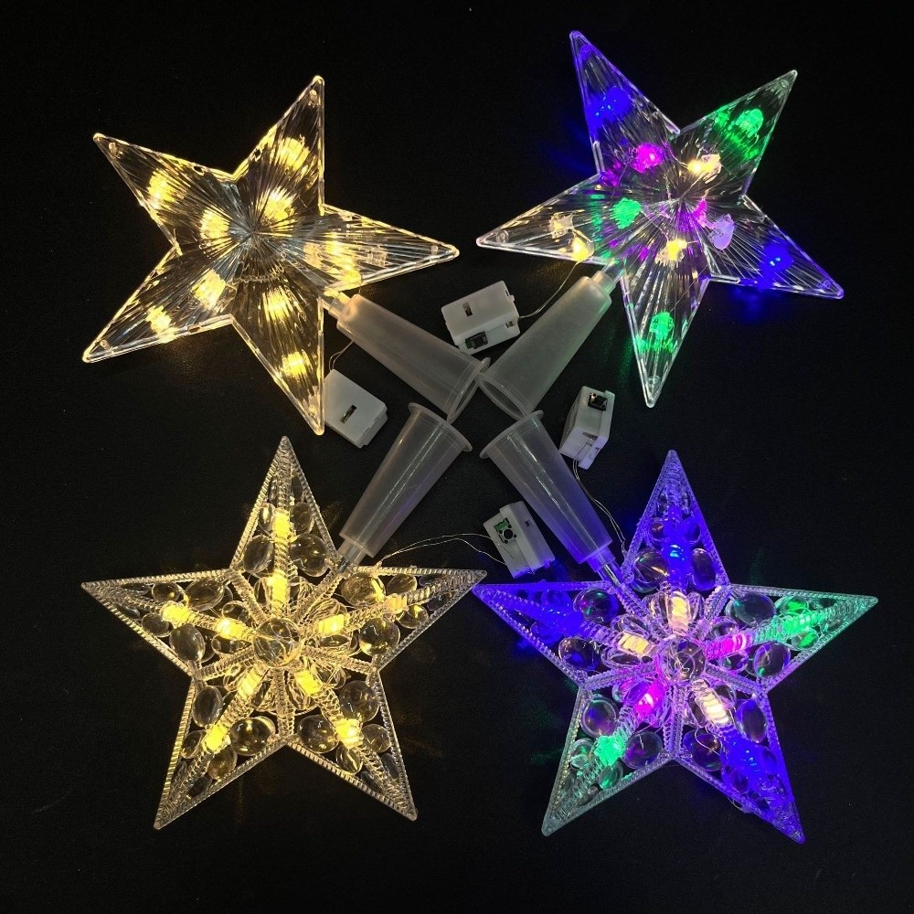 新しいライト付きスタークリスマスツリートッパー プラスチック - Star Tree Topper のレビューと価格