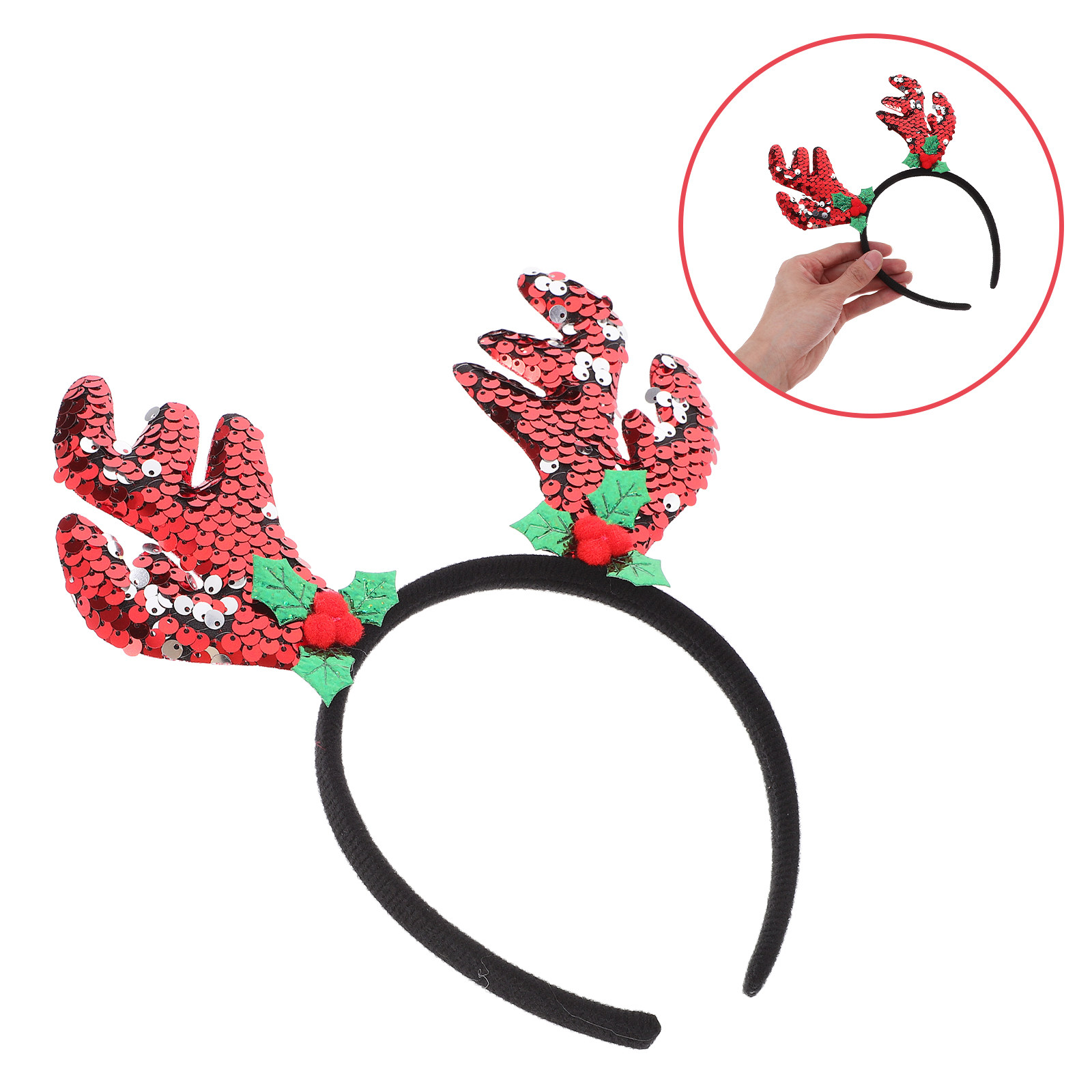 トナカイの角のヘッドバンド クリスマスヘアアクセサリー 女性 - Reindeer Antlers Headband のレビューと価格