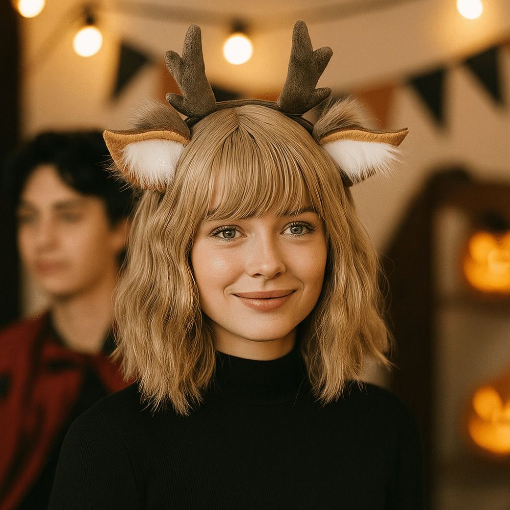 ユニセックス鹿耳トナカイの角ヘッドバンドパーティーヘッドピー - Reindeer Antlers Headband のレビューと価格